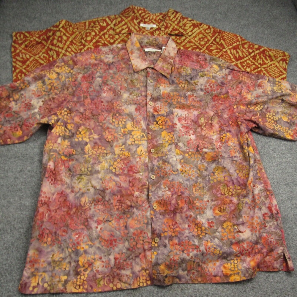 TravelSmith Shirt Mens‎ XXL 2XL Batik Short Sleeve Cotton Lot of 2